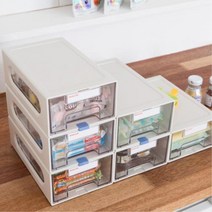 작업실 사무용품정리 미니 투명소품함 1단 프리랜서 데스크수납함 행정실 무인카페