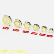 불꺼주는기계 타이머스위치 스마트스위치 12 16 19 22mm 울트라 쇼트 메탈 버튼 터치 스위치 마이크로 트래블 셀프 리셋 인칭 얇은 방수 링 라이트, 없음, Yellow Light Ring+220V+19mm