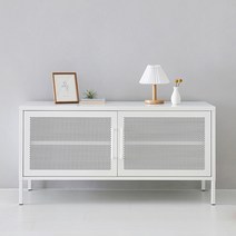 마켓비 HOLZ 철제 티비다이 캐비넷 가로양문 TV스탠드 1150590, 화이트