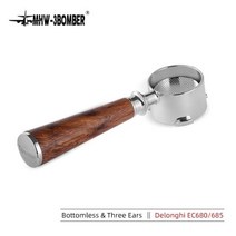 MHW3BOMBER 커피 바텀리스 포터필터 Delonghi EC680685 amp ECZ002210310330 스테인레스 스틸 바구니와 호환 51mm, Three Ears