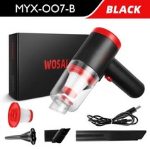 무선 자동차 진공 청소기 강력한 흡입 휴대용 자동차 가정 사무실 청소 애완동물 WOSAI, MYX-007-블랙