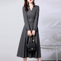 가을 긴팔 드레스 겨울 기질 롱 드레스