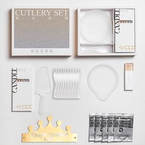 빈티지 디저트 커트러리 포크 나이프 생일 케이크 식판 와 박스 세트 고급 포장 맞춤 로고 콤비 식기 캔들 모자, 06 사피아노 그레이10인원패션 버전