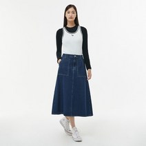 LAP 공식스토어 앞포켓 플레어 데님 스커트 AP3DS863