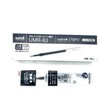 유니 시그노 노크식 볼펜심 0.38mm /UMR-83 10pcs, 레드