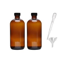 2pcs 16oz 앰버 글라스 보스턴 원형 보틀 에어 타이트 씰 페놀릭 폴리콘 캡.2차 발