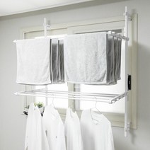 베란다 창틀고정 자리차지 NO 빨래건조대 원룸 이동식 접이식 집안정리, 4단