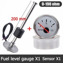 자동차 계기판 수위 센서가 있는 52mm 게이지빨간색 백라이트 100500mm 0190 옴 측정기, 06 WS 200MM