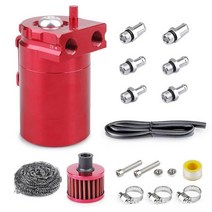 차량용 공기청정기 car baffled oil catch can tank kit with air filter hose 클리너 연료 저장소 auto vehicle 주전자, 빨간색