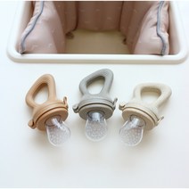 베베킷 아기 과즙망 치발기 과일망 이유식준비물 6개월과일 M L 실리콘과즙망 세트, Sand Cream