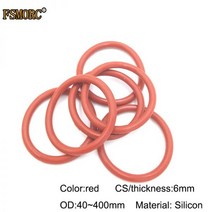 오링 o-ring 6mm 두께 실리콘 고무 O-링 씰링 OD 40 ~ 400mm 빨간색 내열성 O 링 씰 개스킷/식품 등급 독 없음, 49 OD105x6mm  1pcs