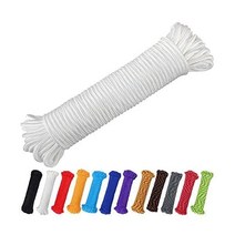 PerkHomy 90 ft 1/4 inch (7mm) Nylon Poly Rope Flag Pole Polypropylene Clothes Line Camping Utility G, 하얀색, 90피트(27.5M)
