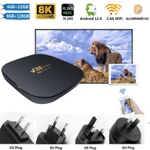 고광속 셋톱박스2023 안드로이드 12 스마트 TV 박스 8GB + 2.4G 와이파이 Allwinner H3 쿼드 코어 8K H.26, 03 8GB to 128GB_04 Au 플러그