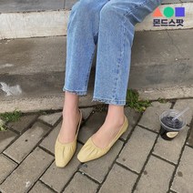 몬드스팟 3.5cm 여성 발볼편한 사각 주름 셔링 플랫 미들 힐 구두 (DM476)
