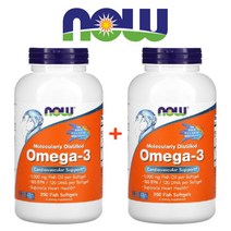 나우푸드 Now Foods 분자증류 오메가3 지방산 도코사헥사엔산 EPA DHA 피쉬 젤라틴 소프트젤 200정 2팩