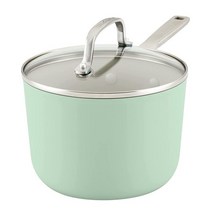 KitchenAid 하드 아노다이징 세라믹 논스틱 조리기구 소스 팬 뚜껑 포함 2.8L(3쿼트) 피스타치오, Pistachio