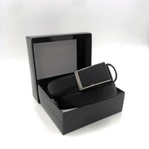 헬리우스 남성용 블랙 사피아노 소가죽 정장 벨트 HM0G029