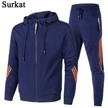 Surkat 춘추 남성 트레이닝복 세트 상하 세트 운동하다 남자후드티 + 선물