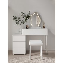 자취방 클래식 심플 모던한 여성 화장대 화려 인테리어 예쁜화장대 모던 미니멀 서랍장겸, 복장을 갖추다, 80CM 테이블+캐비닛【의자 없음 거울 없음】, 라이트 그레이 베이직 트리플 엣지 캐비닛 [E1급 에디