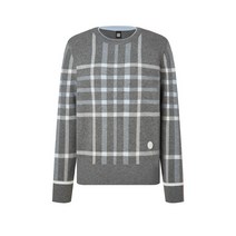 골프 여성 프리미엄 그레이 체크 자카드 라운드 니트 DNSW3D701G2