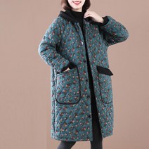 도니와 여성 잔꽃무늬 누빔자켓 데일리룩 겨울자켓 플라워자켓 엄마누빔점퍼