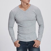 면스판 긴팔브이넥 쫄티 머슬핏 브이넥 짱짱한원단