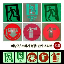 비상구 소화기 축광스티커 축광반사스티커 축광고휘도반사스티커 12종, 09. A타입 비상구 축광고휘도반사(출력)