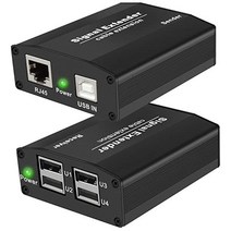LornCeng Cat5e/6/7을 통해 최대 50m/164피트의 USB 익스텐더 2.0 포트 4개 오버 이더넷 RJ45 플러그 앤 플레이 드라이버 없음 윈도우 맥 OS 안드로이드, 4 포트 USB2.0-166.4피트