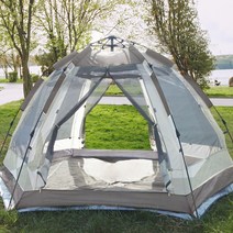 솔트 육각 원터치 그늘막 돔 자동 대형 텐트, 애쉬넷(그레이), 특대형(8~9인용)