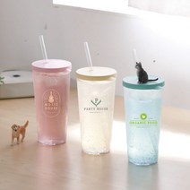 670ml 심플 빨대컵 국내생산 주문 제작 콜드컵 리유저블 돔 아이스 텀블러 플라스틱 투명, 블루
