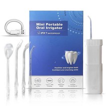Tuth Premium Dental Products 워터 플로서 4개의 교체 가능한 팁이 있는 휴대용 구강 세정기 잇몸 혀 치아 클리너 3가지 제트 설정 여행 친화적 IPX7 방수