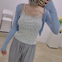 [1+1할인] 양면착용 플라워 골지 송이 슬림나시 3색