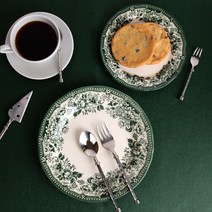 클레이탄 다이아나로즈 그린 플레이트 3종 꽃무늬 원형접시, 클레이탄 다이아나로즈/그린
