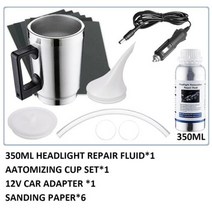 무선 평면 연마기 헤드 라이트 화학 연마 키트 자동차 복원 액체 폴리머 수리 유체, 350ml and 120v