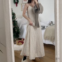496978 여성 데일리 원피스 봄 여름 부드러운 슬링 드레스 프렌치룩 스타일 레이스 오리코돈 그란디플로럼 티 시리즈 롱