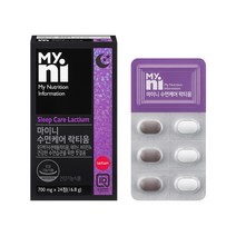 마이니 수면케어 락티움 유단백가수분해물 테아닌 비타민b6 몽모랑시타트체리 미강 시계꽃 세인트존스워트, 2, 700mg/24정