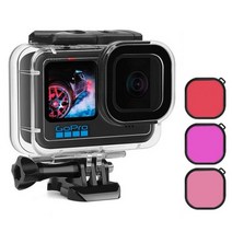 GoPro Hero 11 10 9 용 60M 방수 케이스 검정색 보호 다이빙 수중 하우징 셸 커버 빨간색 보라색 컬러 필터 Go Pro, Case with 3 Filters_CHINA