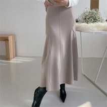 셀러허브(잡화) 여자 컷아웃 슬릿 보온 에이라인 롱스커트