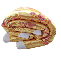 이불커버 올드식 실크 비단 고전 궁전 울긋불긋 항저우 백년 용과봉황 경사, C14-용과봉황 경사 라이트옐로우+화이트색 모방사 이
