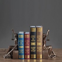 정의의 여신상 책꽂이 인테리어 소품 변호사 법조인 법률 사무소 개업 선물 장식품, KB874+ 유럽식 시뮬레이션 책 4권(M11)