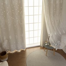 [까르데코] 디망쉬스타 펀칭암막+펄레이스 긴창커튼 4장+커튼봉10자