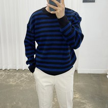 아도르클래식 프렌즈 5컬러 스트라이프 단가라 긴팔 니트