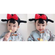 가발헤어밴드 아기 유아 위그햇 아기셀프촬영소품 50일 100일 200일 돌, 짧은삐삐