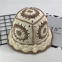 새로운 꽃 수제 크로셰 뜨개질 여름 모자 여성 캐주얼 버킷 밀짚 가장자리 해변 어부 파티 선물 도매