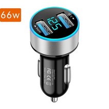 자동차 충전기 배터리 듀얼 USB 초고속 차량용 충전기 QC3.0 어댑터 아이폰 샤오미 삼성 화웨이 OPPO LED, 02 66W Sliver
