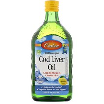 칼슨 랩스 노르웨이산 야생 대구 간유 천연 레몬 맛 500ml(16.9fl oz)