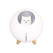 플래닛 고양이 가습기 220ml 쿨미스트 아로마에어오일 led램프, 하얀