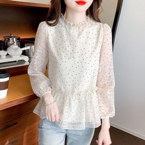 여성용 라운드넥 셔링 블라우스 하늘비즈 A10 R140N306