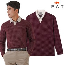 PAT 자가드 패턴 이중카라 티셔츠