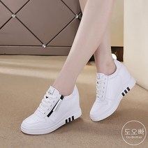 도오빠 슈마이 여성 키높이 하이탑 운동화 가죽 7CM 하이힐 통굽 웨지힐 레이스업 사이드지퍼 스니커즈 여자운동화 신발